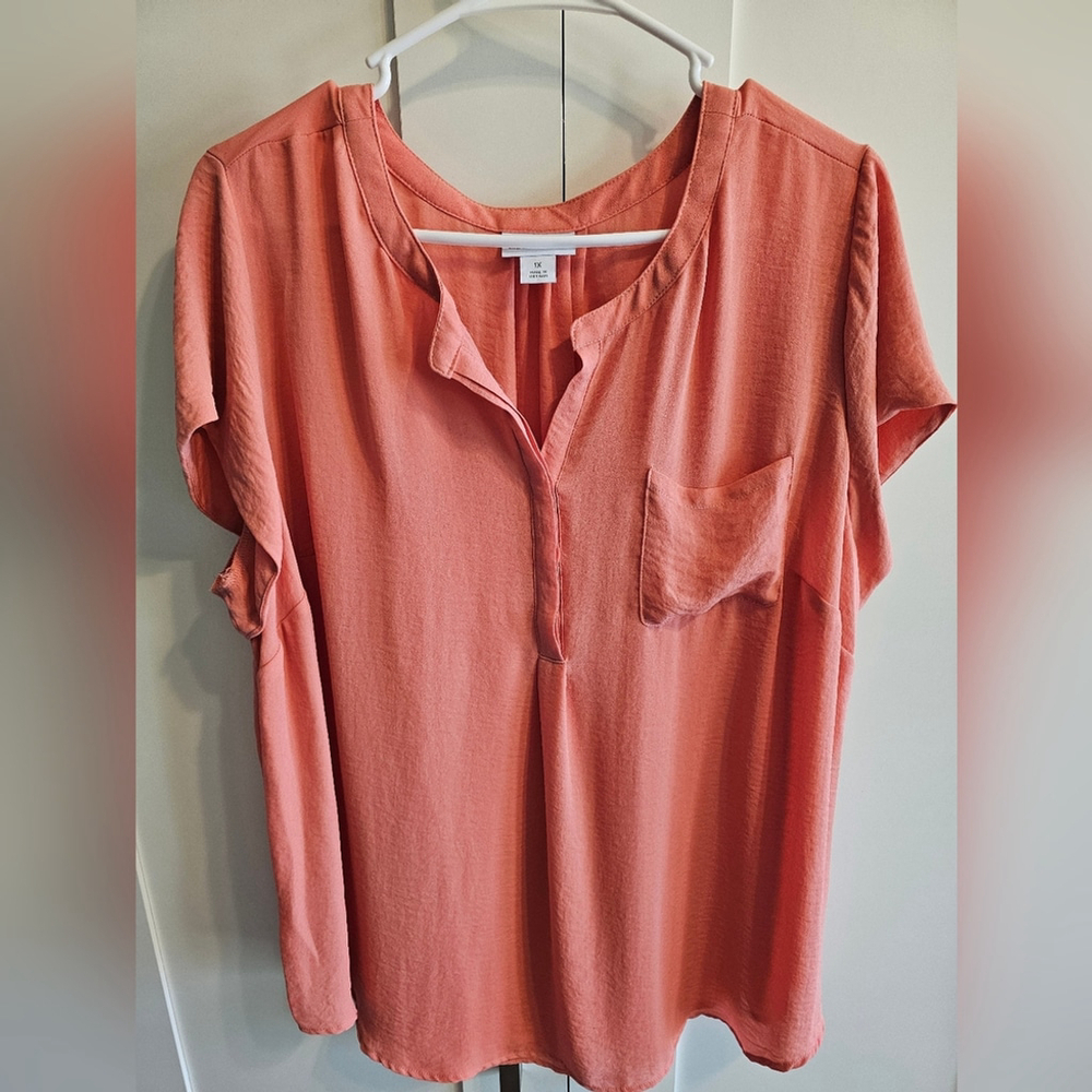 Liz Claiborne Coral Blouse 1X - Picture 2 of 3